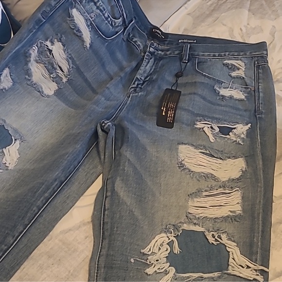 bebe Denim - Distressed Light Blue Jeans girlfriend